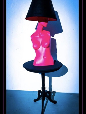 Unique Verone Pop Art Lamp Handmade Female Bust Sculpture Pink and Black