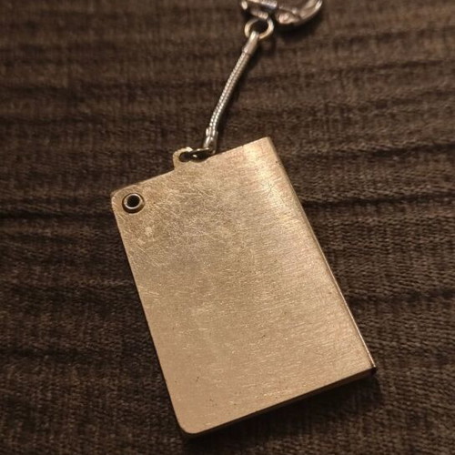 PASOK keychain like new, authentic 1980s retro with wood