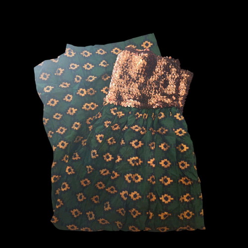 Boho skirt like new, colorful cotton with bronze sequins