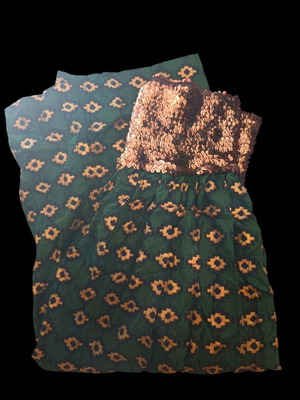 Boho skirt like new, colorful cotton with bronze sequins