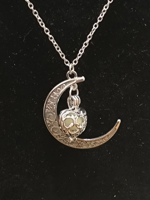 Κολιέ Moon & Owl ασημί με φωσφορίζον εφέ καινούριο