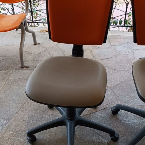 Office chairs and reception chairs, grey-orange faux leather, set of 4