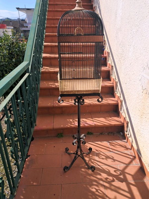 Vindage handmade birdcage from the '60s used, metal Germany