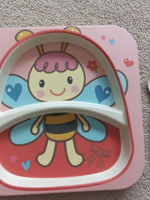 Toddler feeding set unused with plate, spoon, and fork