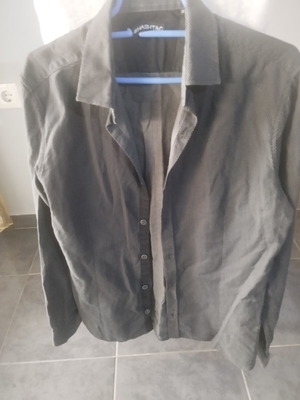 Hashtag slim fit long sleeve shirt like new, black and gray