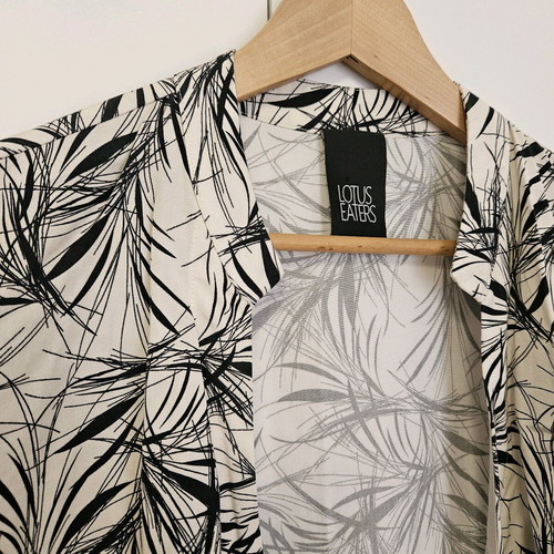 Lotus Eaters tie blouse Medium like new, black and white