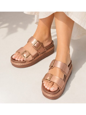 Flatform sandals with double buckles new