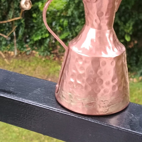 Copper coffee pot with hammered embossed surface like new