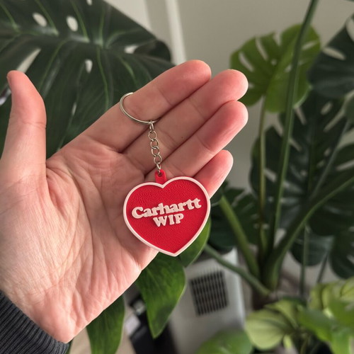 Carhartt heart keychain charm new, red 3d printed