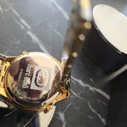 Marc Ecko gold-tone wristwatch with crystal bezel