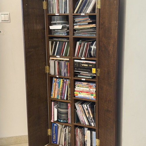 Handmade solid wood CD DVD case with 14 shelves