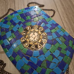 Handmade Mosaic Boho Ethnic Shoulder Bag like new, blue-green
