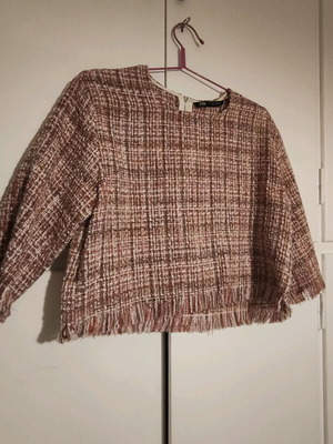 Zara tweed κροπ μπλούζα σαν καινούργιο, ροζ, μέγεθος L