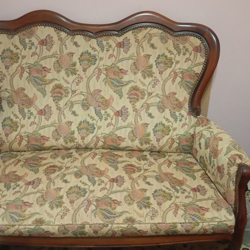 Vintage Italian living room set used, neoclassical style sofa 2 armchairs table