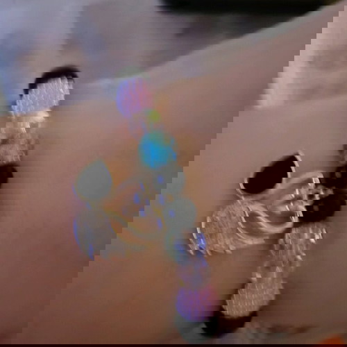 Χειροποίητο βραχιόλι με χάντρες και charm πολύχρωμο, καινούργιο