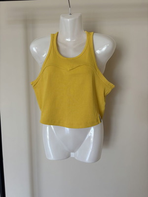 Adidas rib crop top like new, size L, yellow mustard