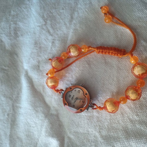 Bracelet watch, orange, women's