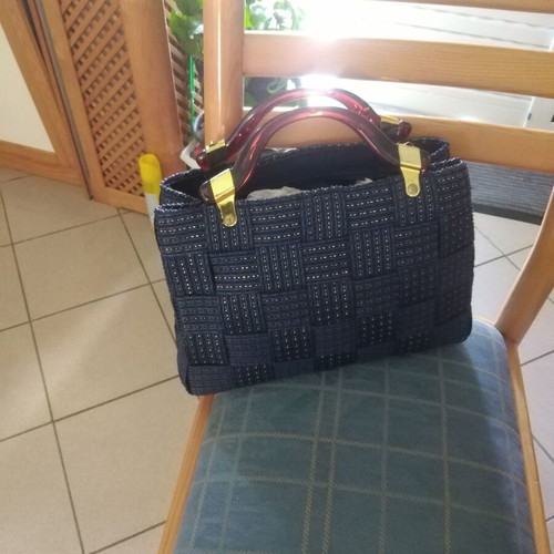 Woven women's bag blue new, handheld