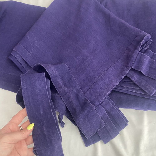 IKEA blue pair of curtains used, 100% cotton, includes tiebacks