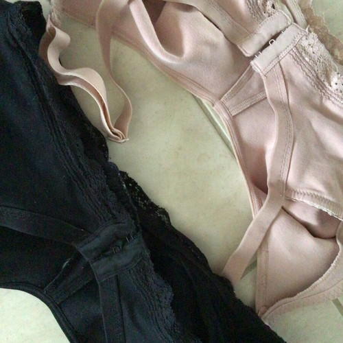 Nursing bras like new, sizes 85E and 85D, black and salmon