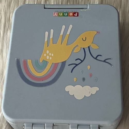 Penny Scallan children's lunchbox used, Rainbow Days design