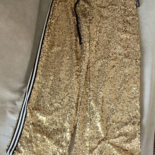 Fashion Limousine gold sequin wide-leg pants XS