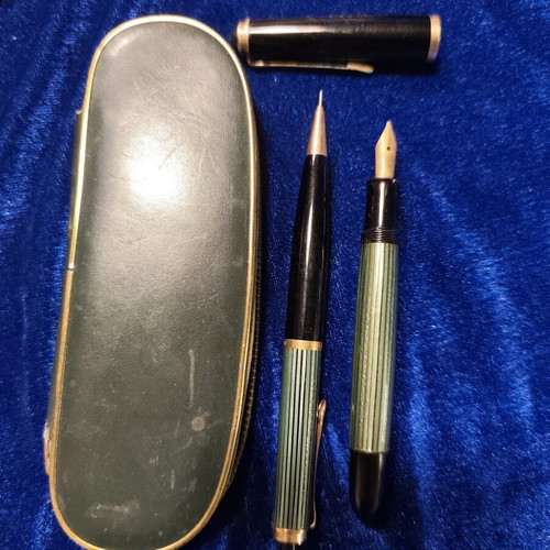 Pelikan 400 Fountain Pen and Pelikan 450 Mechanical Pencil Set used, vintage 1950s