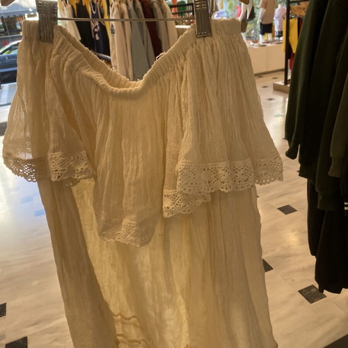 Cotton strapless dress one size beige like new