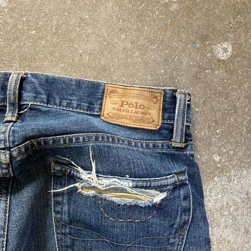 Polo Ralph Lauren Patchwork Distressed Jeans, W31 L34, blue denim
