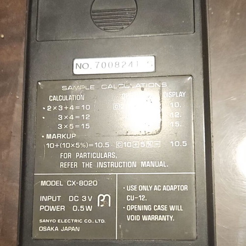 Sanyo 1976 calculator used, fully functional