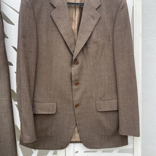 Luciano Barbera men's 3-piece suit, brown herringbone