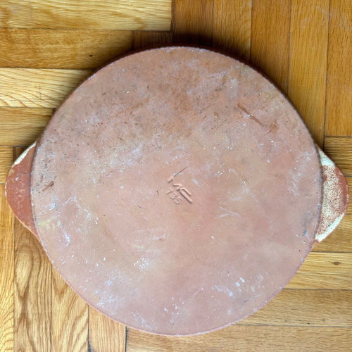 Ceramic pizza baking dish glazed terracotta vintage Italian 30cm