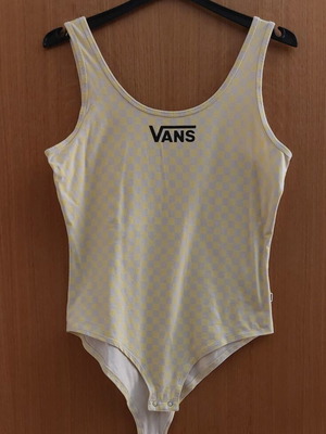 Vans Quantum women's bodysuit size M like new, yellow/beige checkerboard