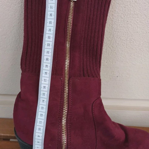 2-in-1 boots used, burgundy with gold zipper, size 38