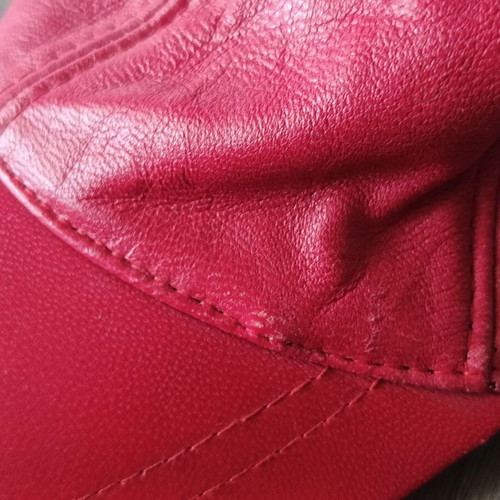 Leather jockey hat red, like new, size S