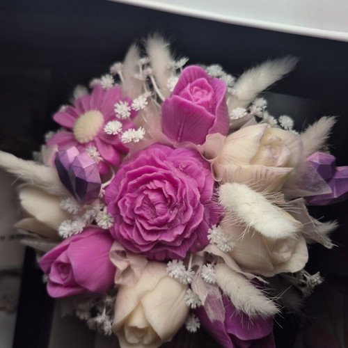 Wax bouquet in frame new
