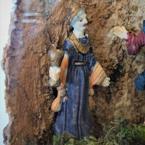 Nativity scene used with domed glass cover Christmas decoration