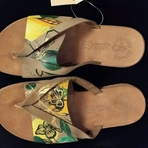 Anatomic sandals new, hand-painted natural leather, size 36