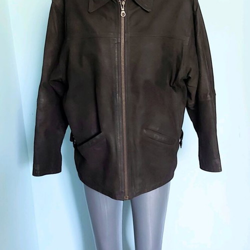 Unisex suede jacket used, brown, with lining and padding