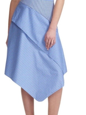 Maje asymmetric striped skirt, size 36, blue and white