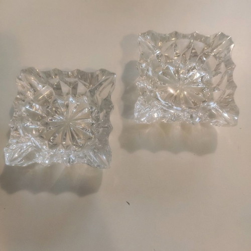 Vintage crystal ashtrays used, set of 2, excellent condition