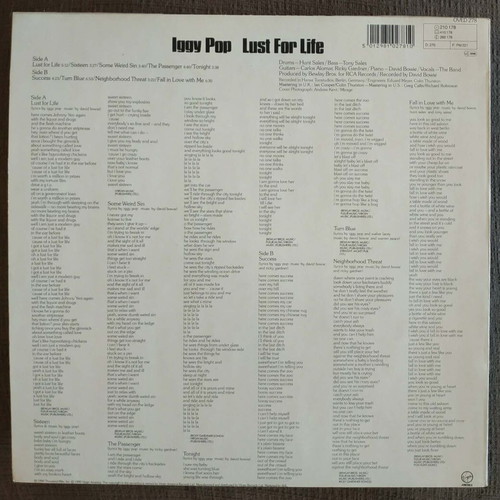 Iggy Pop Lust For Life 1990 European vinyl record
