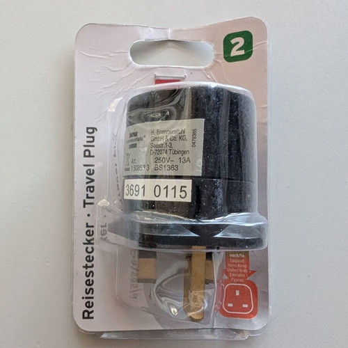 Brennenstuhl Travel Adapter new from Schuko to GB