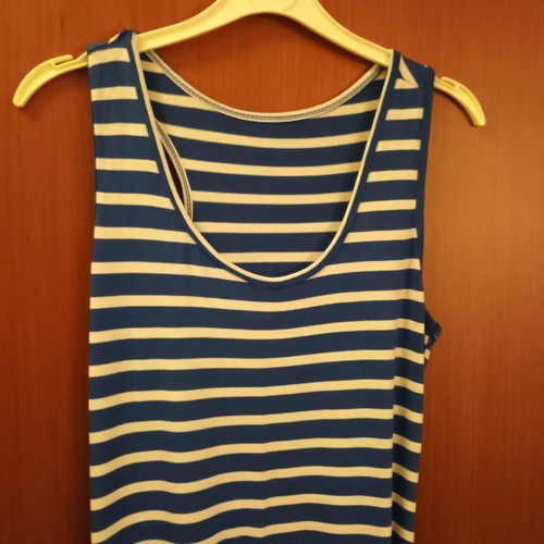 Long striped dress used, white and blue, size M, airy