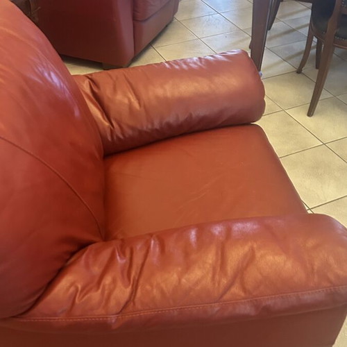 Leather armchairs like new, set of 2, burgundy