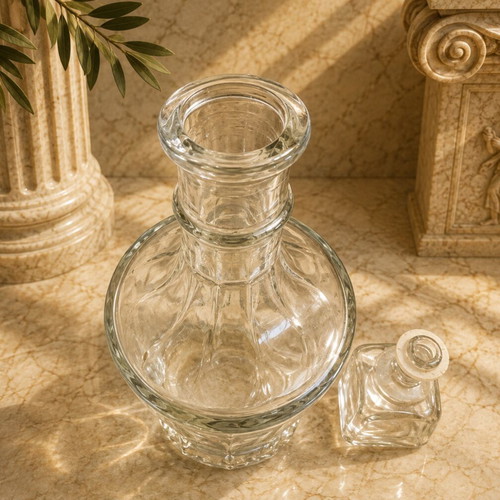 Glass decanter bottle 0.5 L retro antique for tsipouro and other drinks
