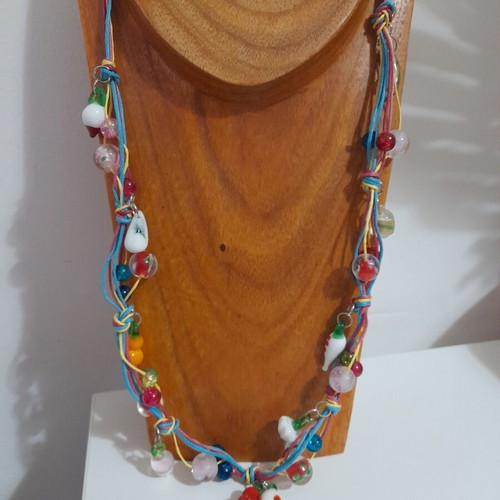 Handmade necklace like new with colorful glass elements
