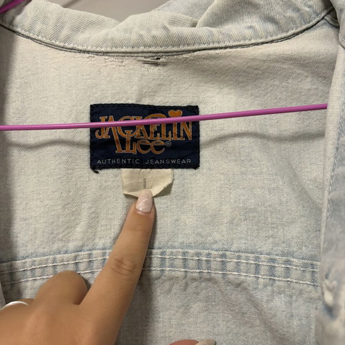 Vintage Denim Jacket Jackelin Lee Light Blue Wash Size L Like New