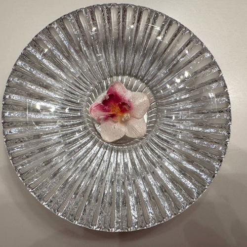 Crystal candle holder like new, 13 cm diameter