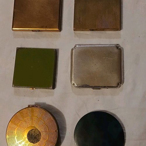 Collectible powder compacts used, set of 6 from America and Europe
